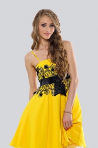 Платье желтое расклешенное Birmingam Style
